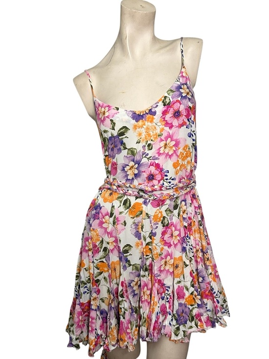 Dresses & Skirts - STORIA Floral Mini Dress Small Braided Belt Boho Cottagecore Sundress